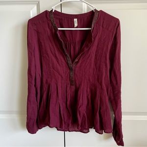 Free People Maroon Blouse XS